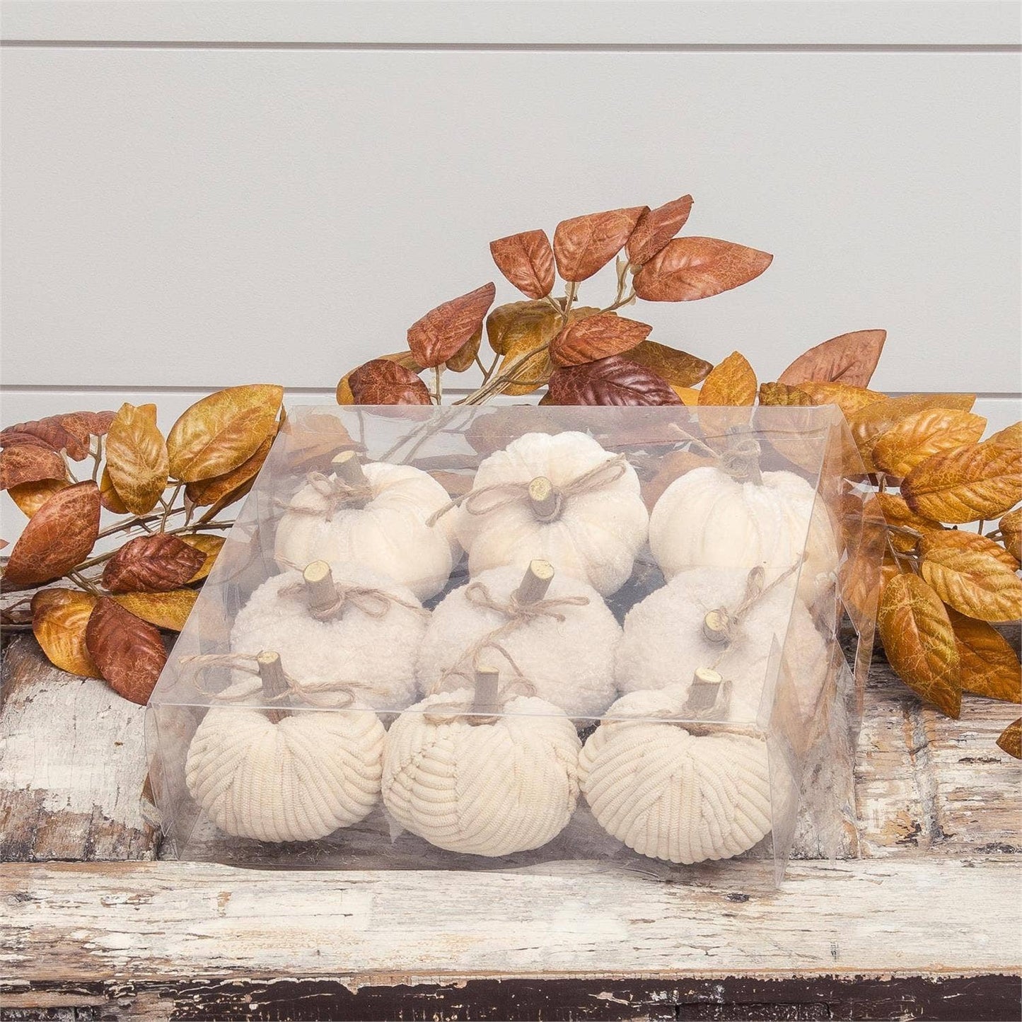 Creamy Soft Fabric Pumpkins – Set of 9