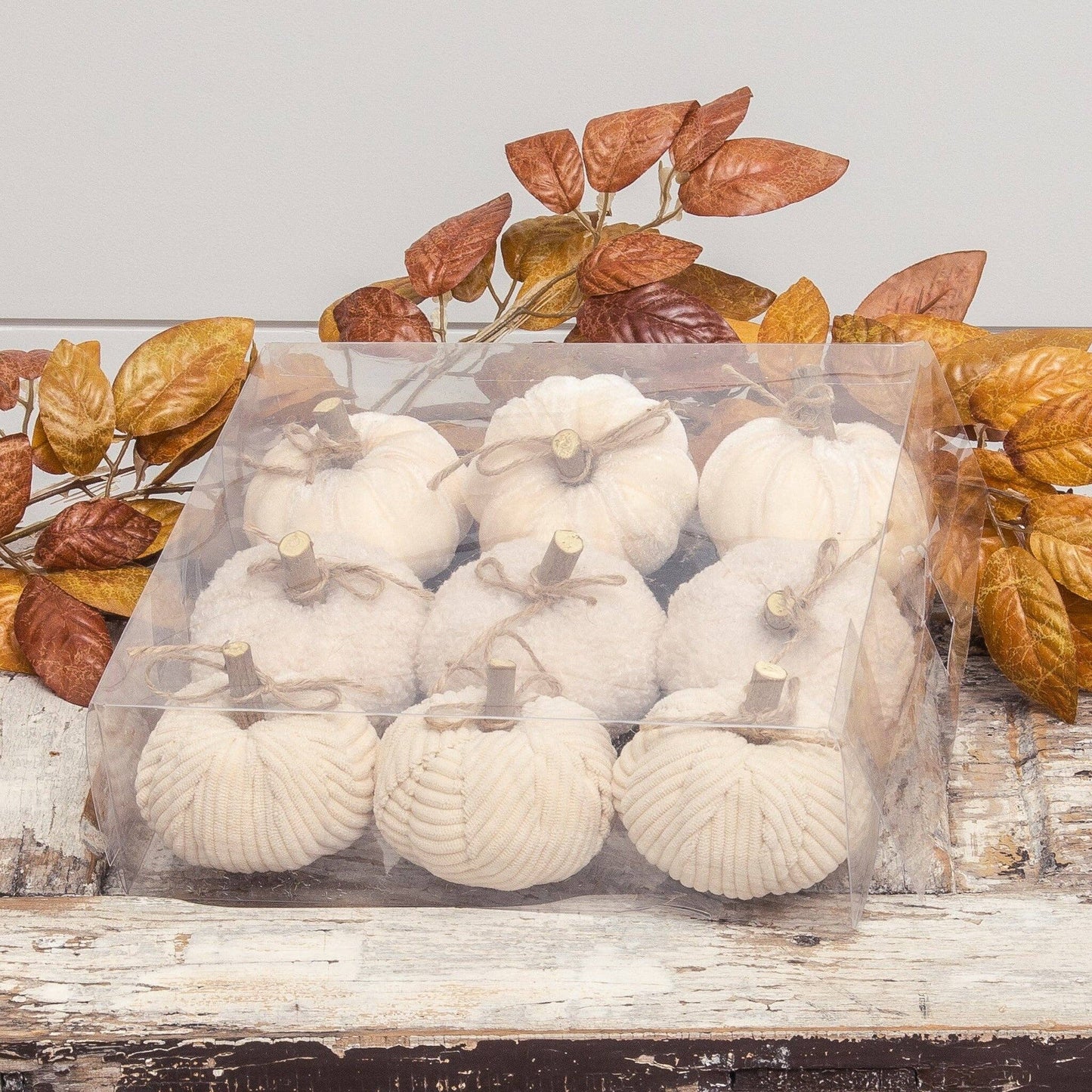Creamy Soft Fabric Pumpkins – Set of 9