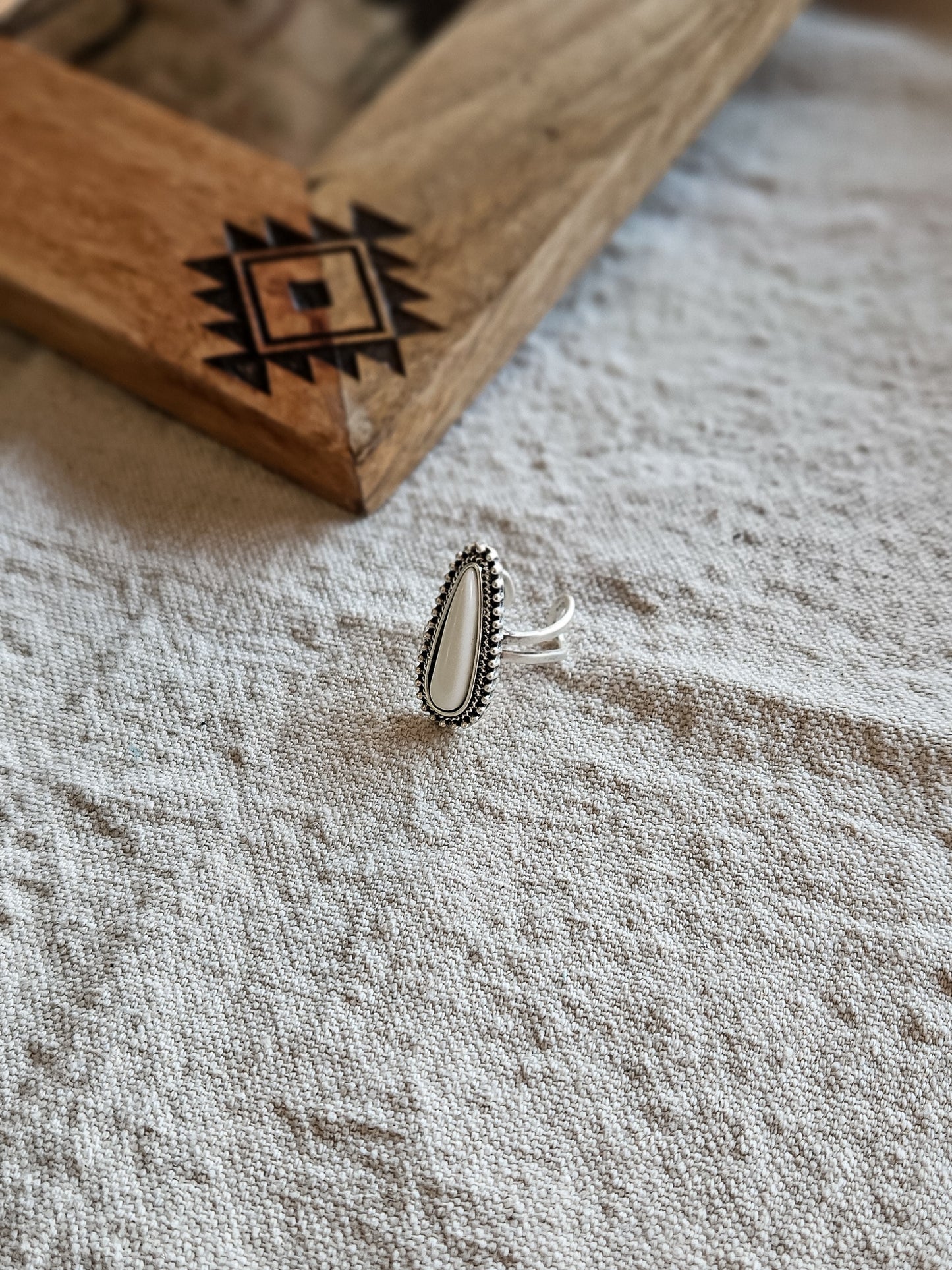 White Turquoise Oval Ring
