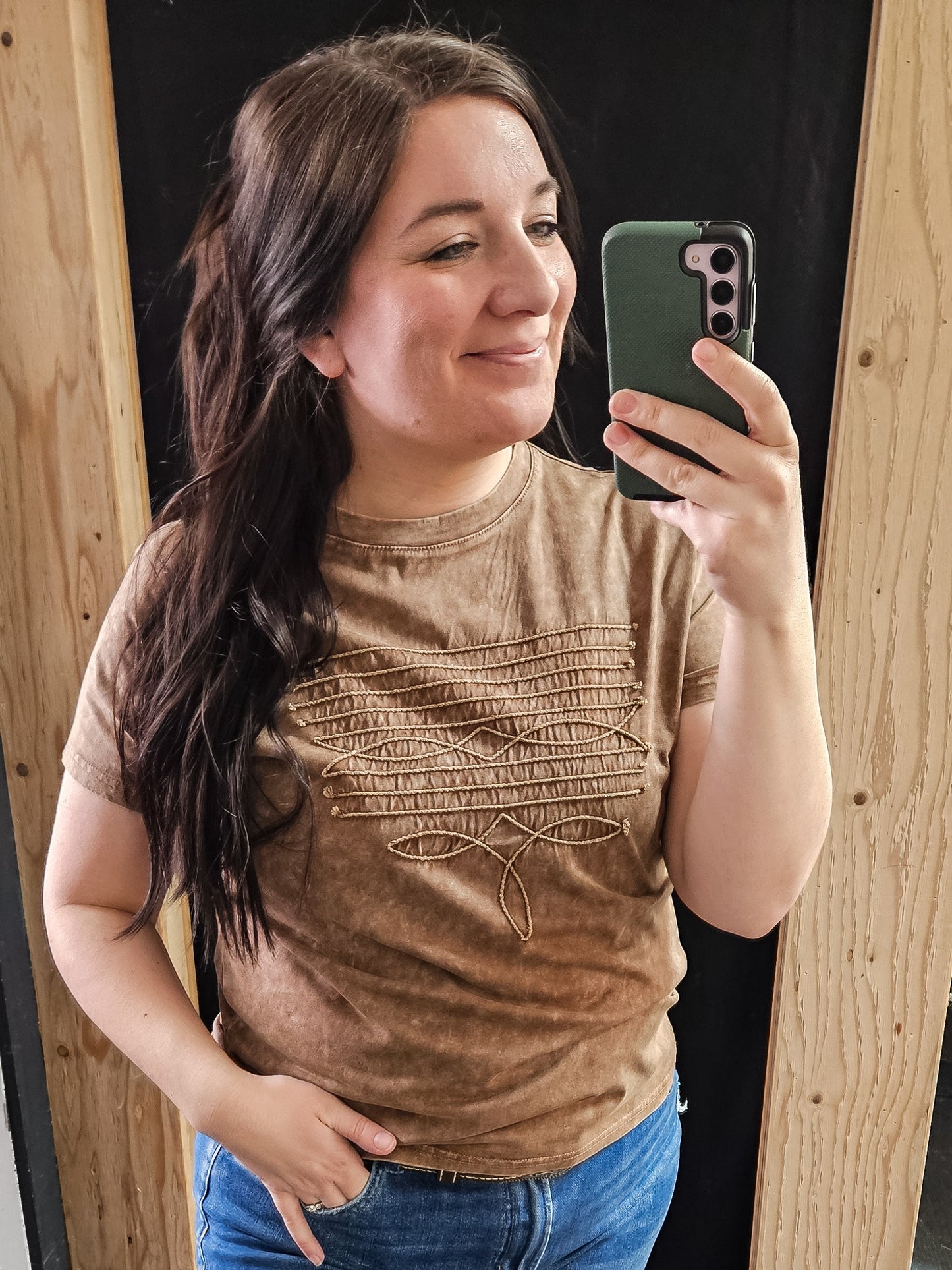 Boot Stitch Embroidered Tee | Plus