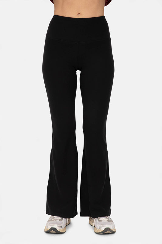 High Waisted Flared Fleece Leggings