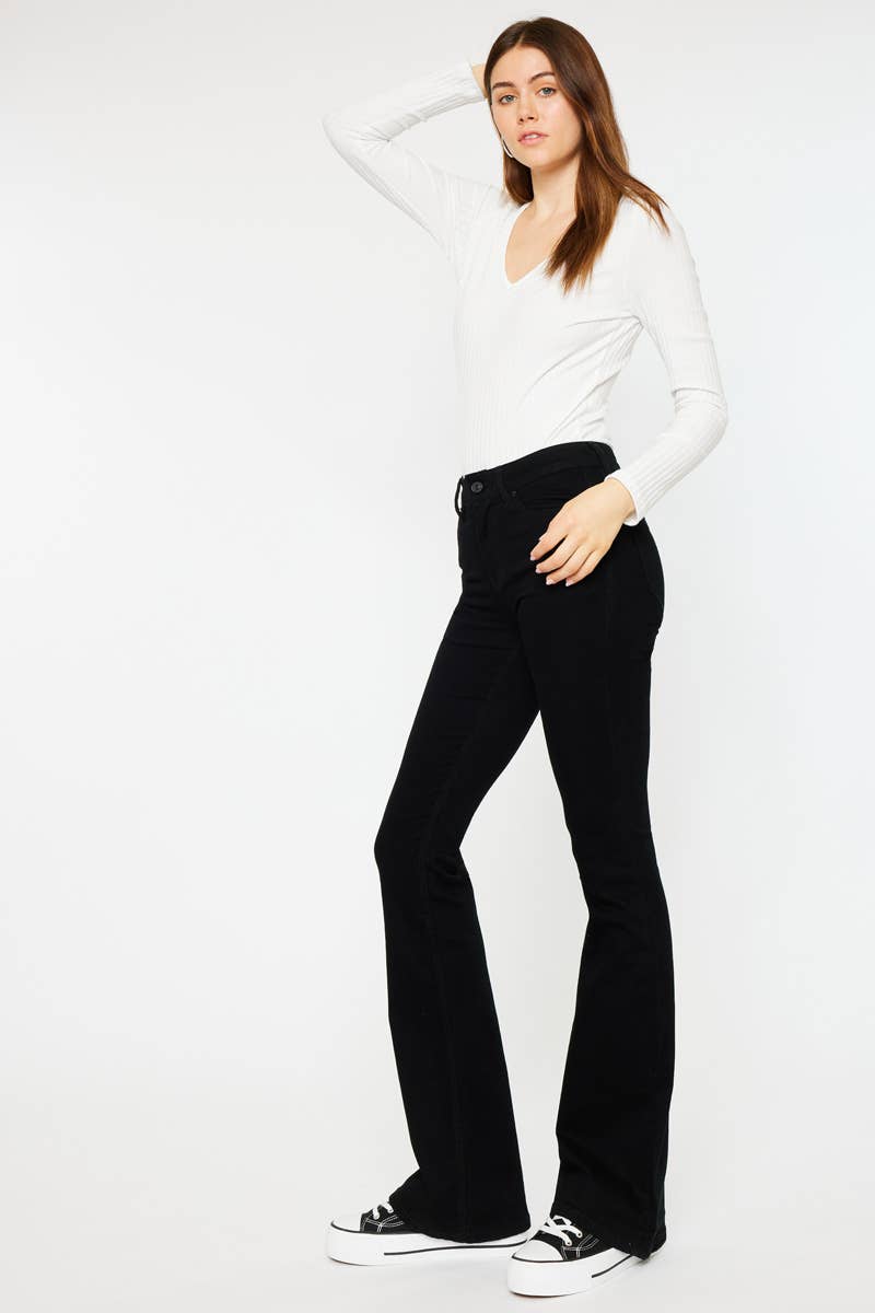 Mid Rise Black Flare Jeans