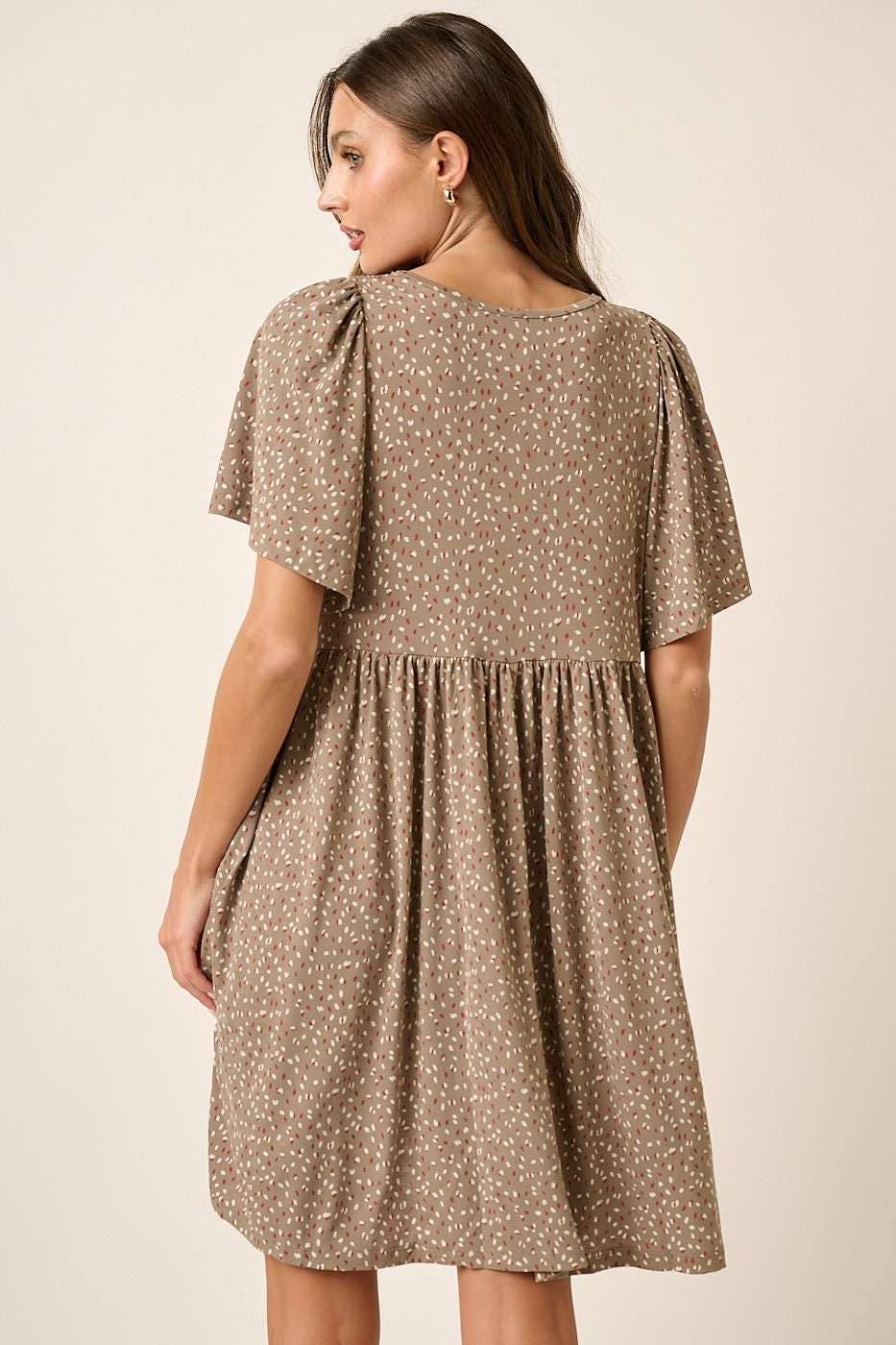 Mocha Dotted Babydoll Dress