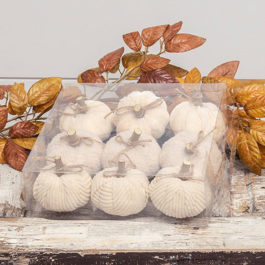 Creamy Soft Fabric Pumpkins – Set of 9