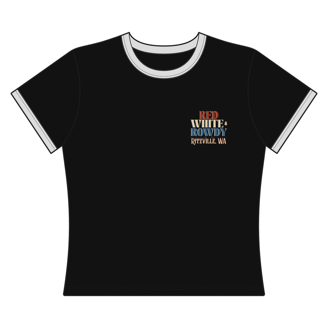 Red, White & Rowdy Cropped Ringer Tee