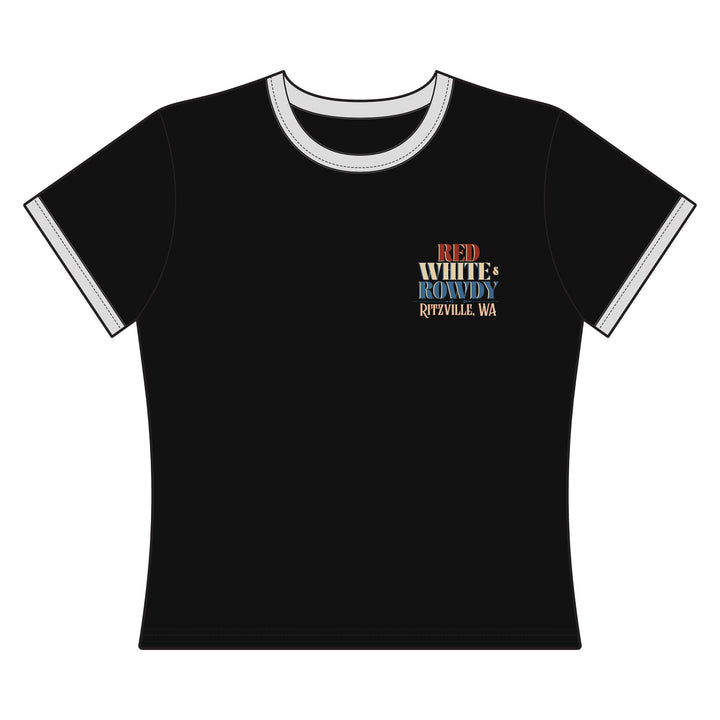 Red, White & Rowdy Cropped Ringer Tee