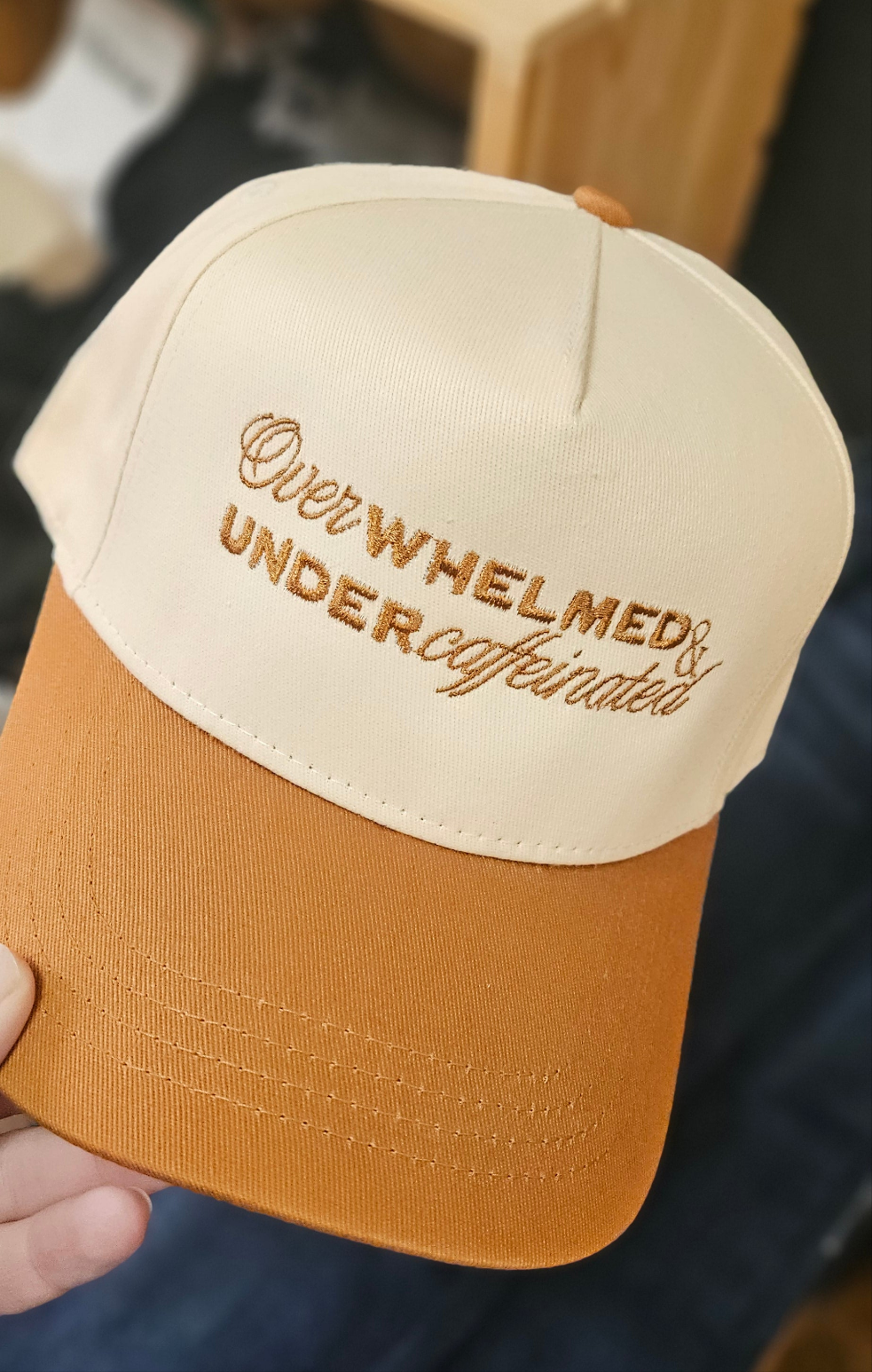 Overwhelmed and under caffinated Hat