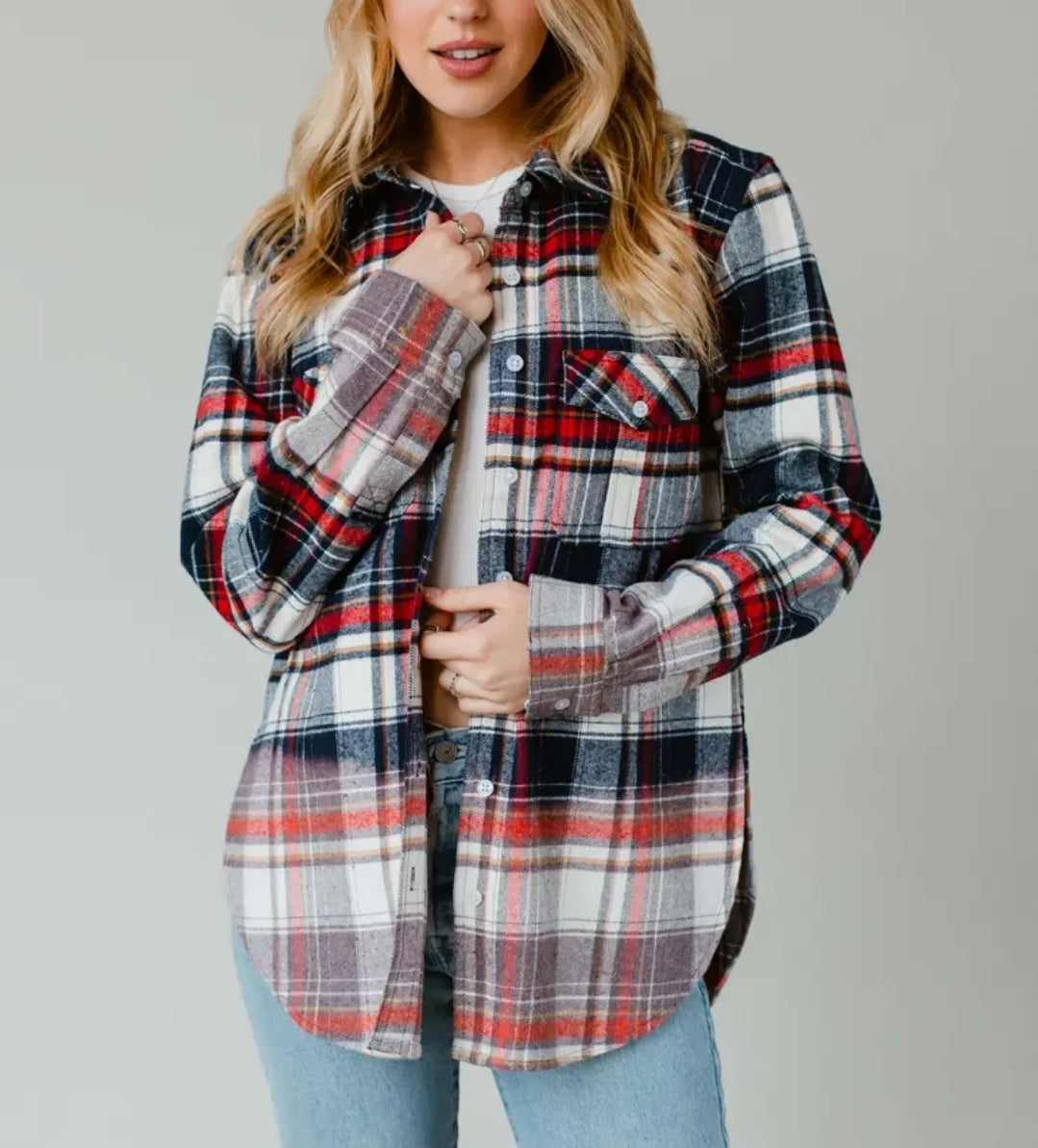 Navy Red Cream Flannel