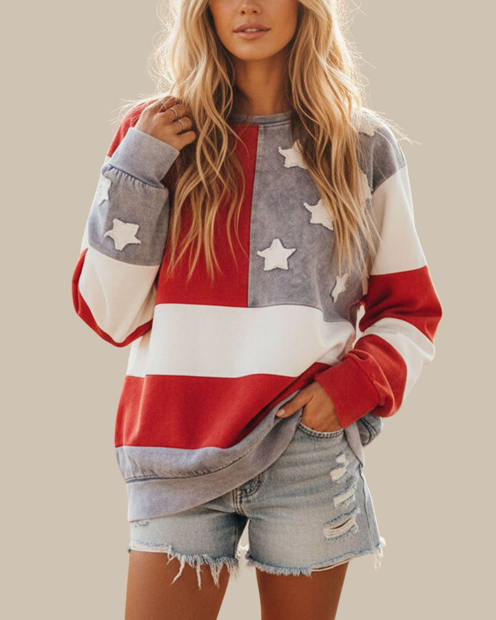 Mineral Washed Americana Flag Sweatshirt
