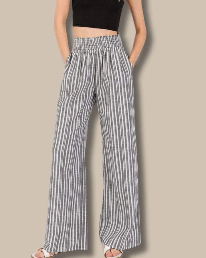 Smocked Waist Wide Leg Pants