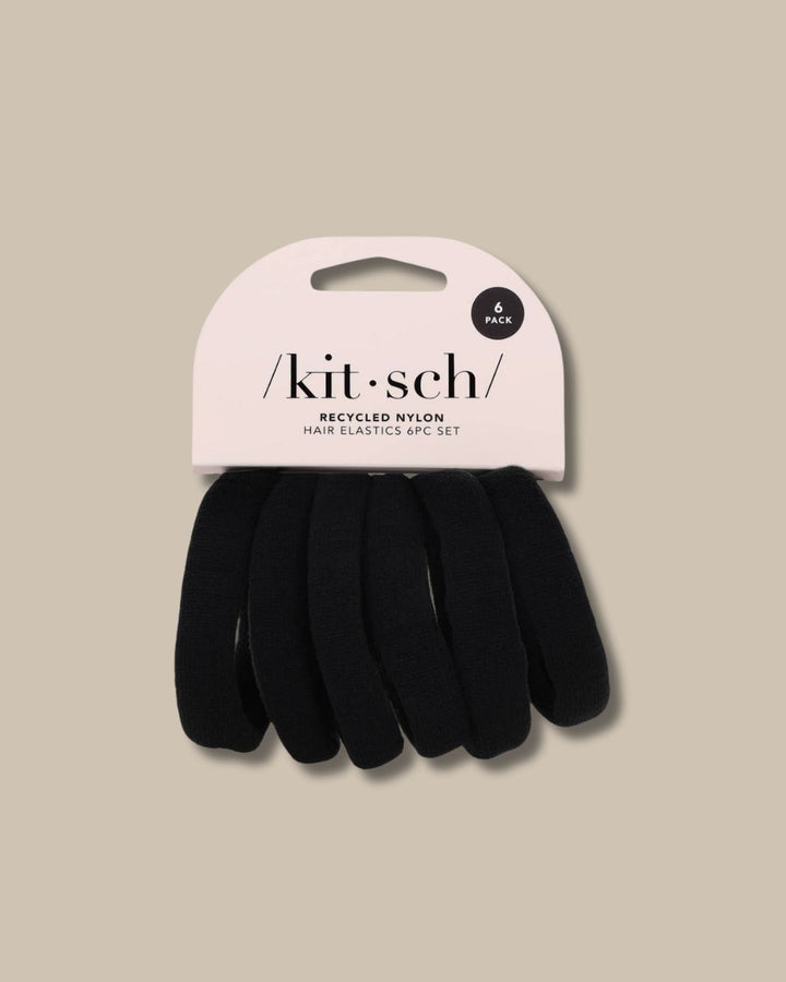 Recycled Nylon Thick Hair Elastics | Black (6 pc)