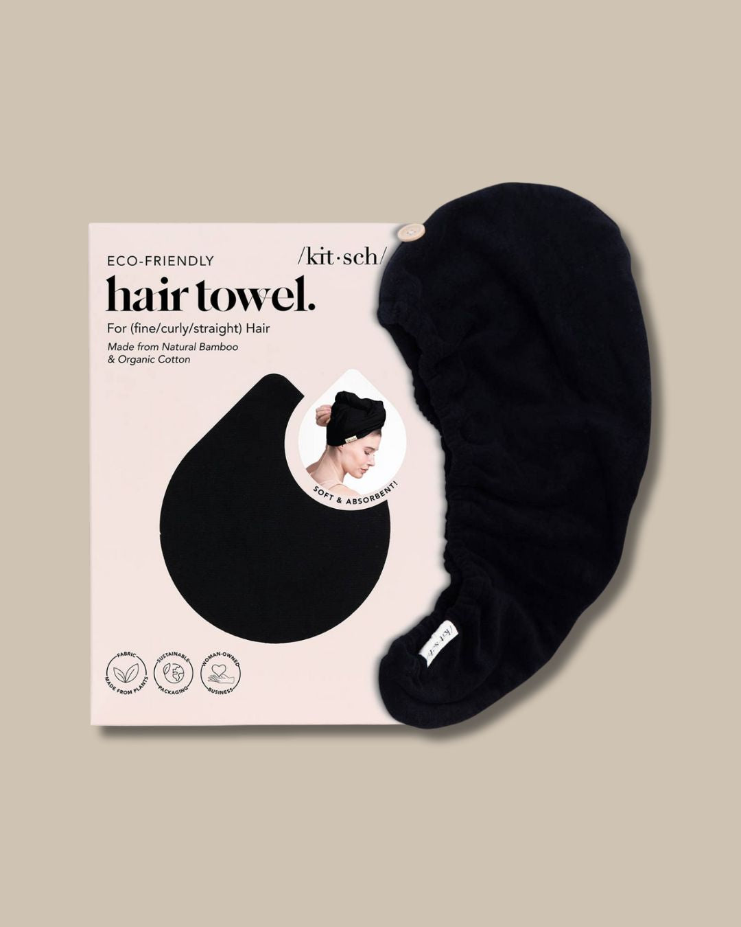 Quick Dry Hair Towel | Eco Black