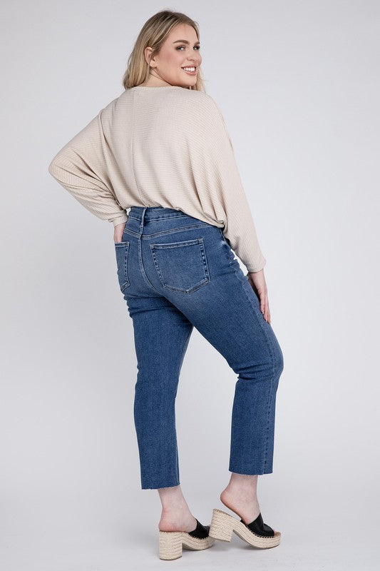 Plus Size High Rise Slim Straight Jeans ☆Online Only☆