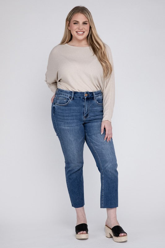 Plus Size High Rise Slim Straight Jeans ☆Online Only☆