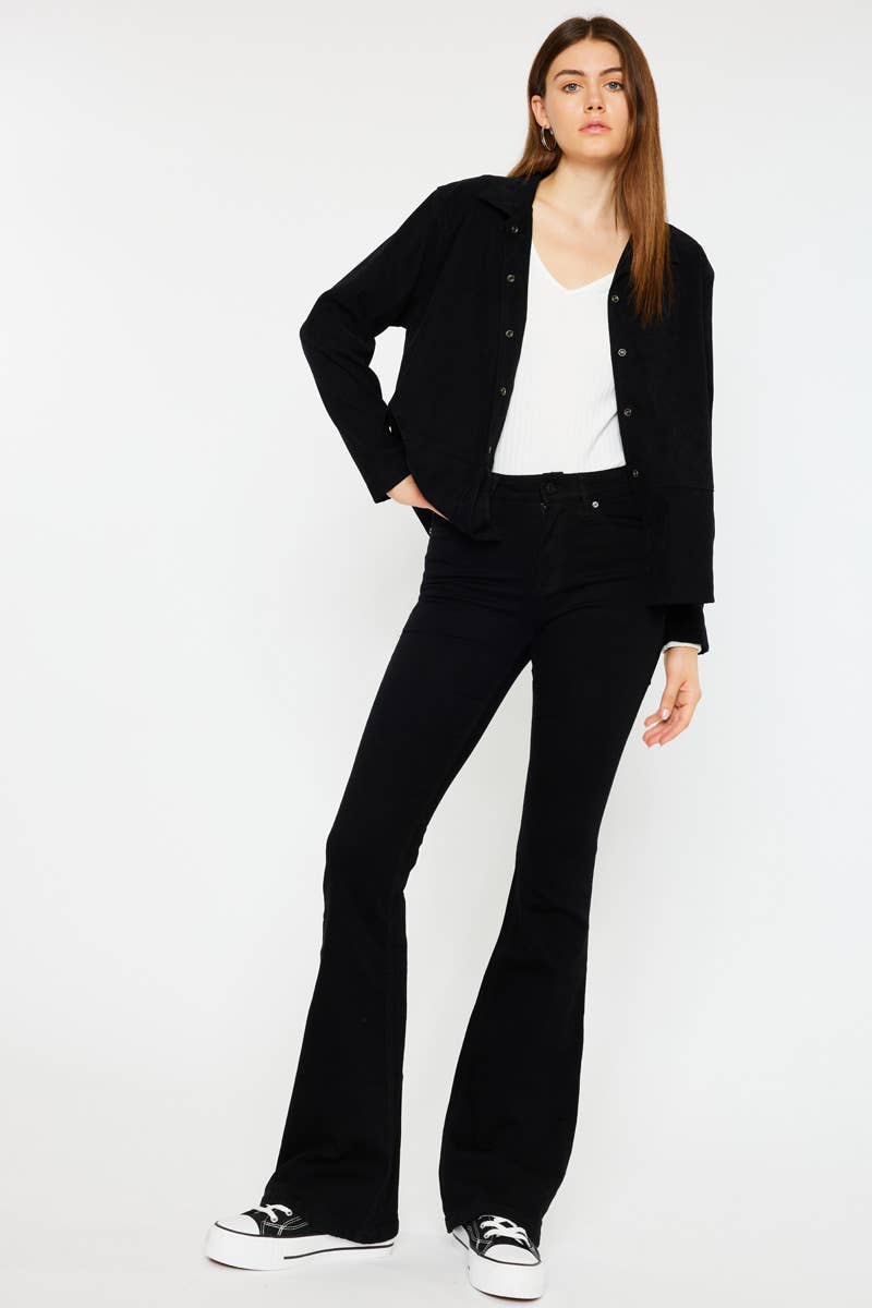 Mid Rise Black Flare Jeans