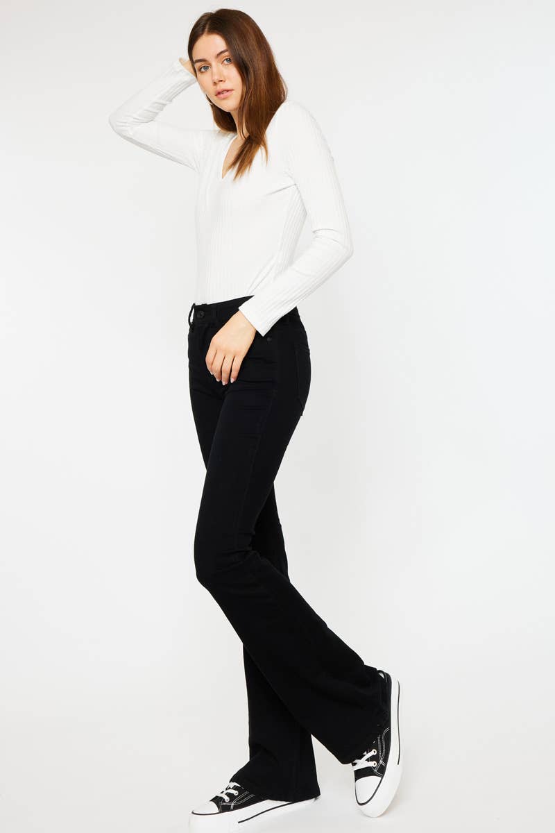 Mid Rise Black Flare Jeans