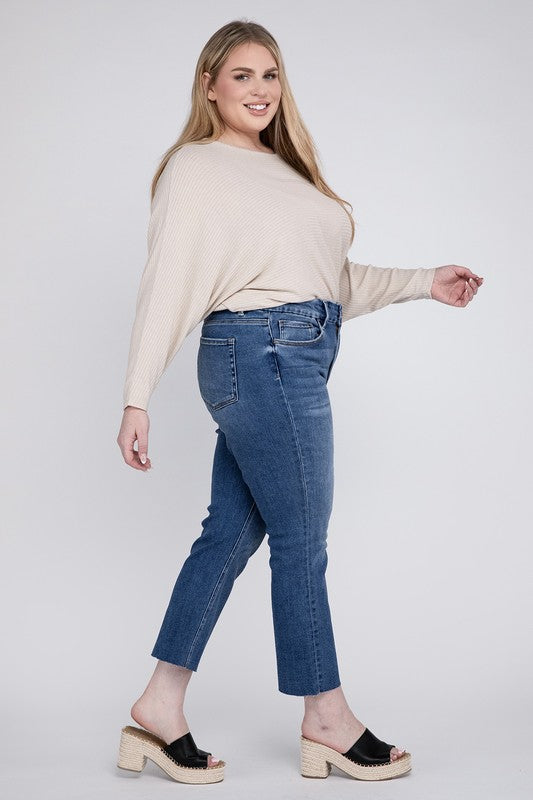 Plus Size High Rise Slim Straight Jeans ☆Online Only☆