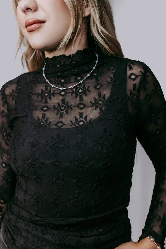 Embroidery Lace Top – Black