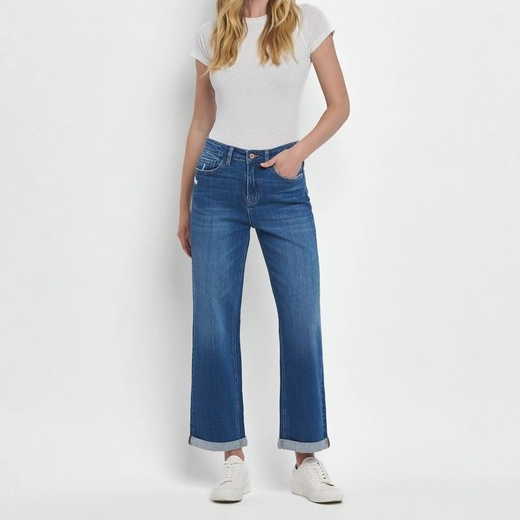 High Rise Double Cuffed Baggy Straight Jeans