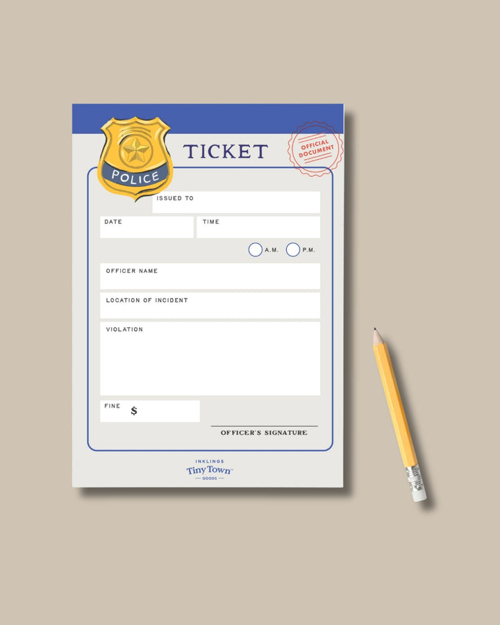 Tiny Town Play Notepad | Police Ticket