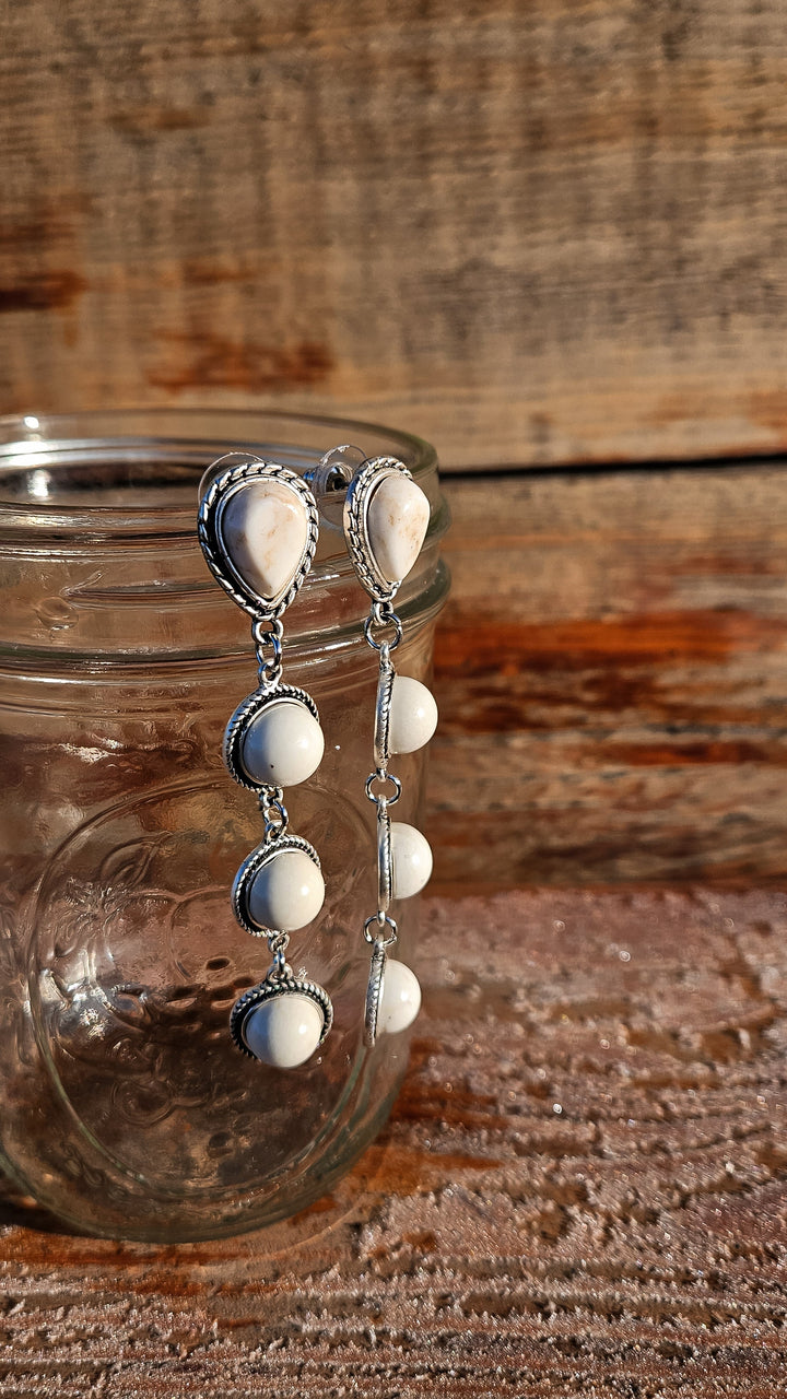 White Turquoise Post Earrings