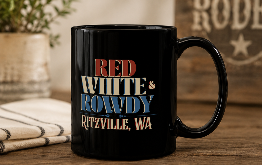 Red, White & Rowdy Black Mug | 11 oz