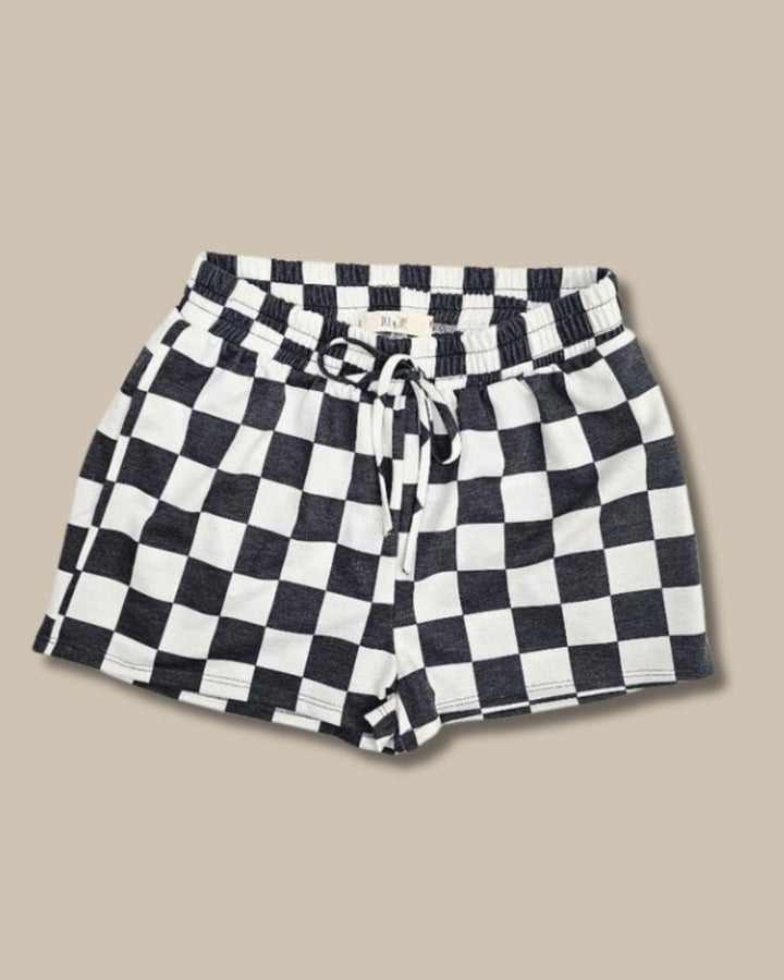 Checkered Drawstring Shorts