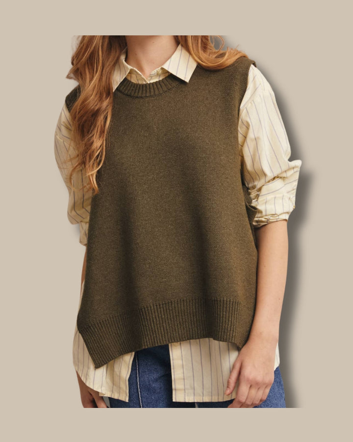 Side Tie Knit Vest | Olive