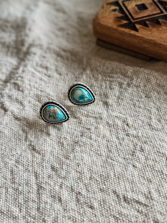 Gemstone Drop Studs Earrings