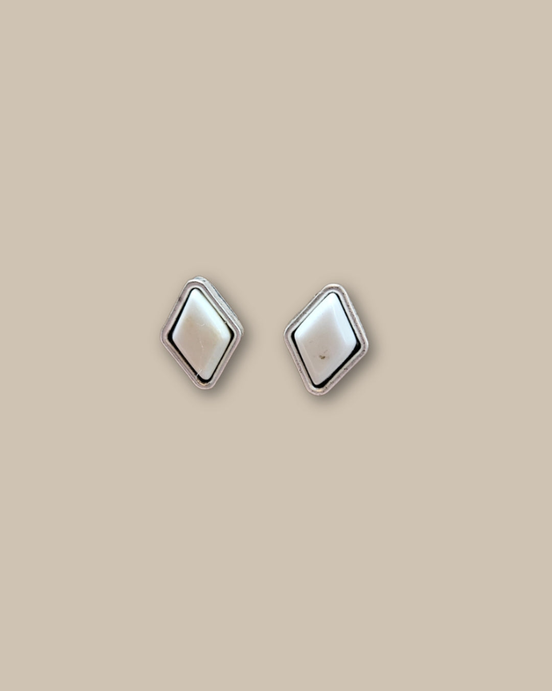 White Turquoise Diamond Stud Earrings